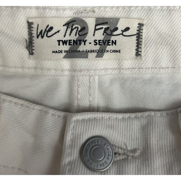 Free People Womens Cream Denim Mid Rise Distressed Mini Jean Skirt 27 NWT - Picture 4 of 8